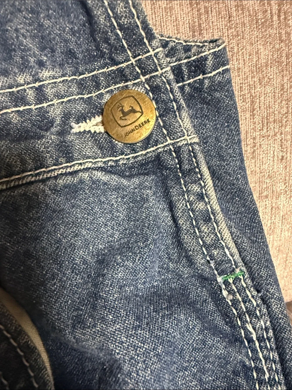 John Deere Blue Denim Kids Overalls with Logo Patch